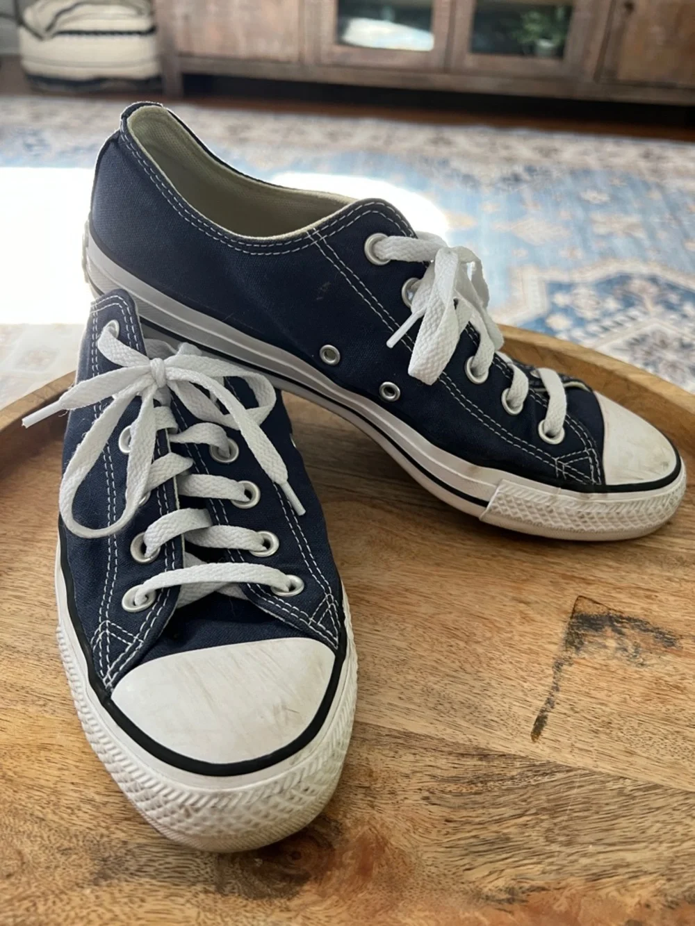 Converse Low Top Canvas Sneakers in Navy and White M7.7W9.5 - Picture 2 of 7